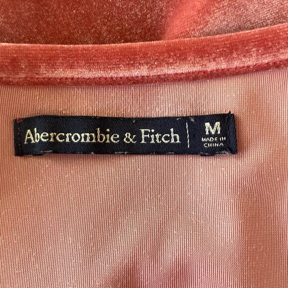 Abercrombie & Fitch Pink Velvet Short Sleeve Top Cropped Scoop Neck Sz MED Y2K - Picture 5 of 7